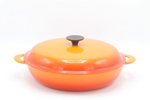 Magnifieke vintage gietijzeren pan (campagnard) van Le Creuset, oranje 30 cm - 3