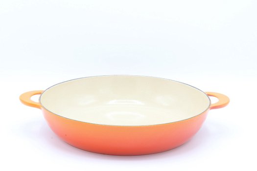 Magnifieke vintage gietijzeren pan (campagnard) van Le Creuset, oranje 30 cm - 4