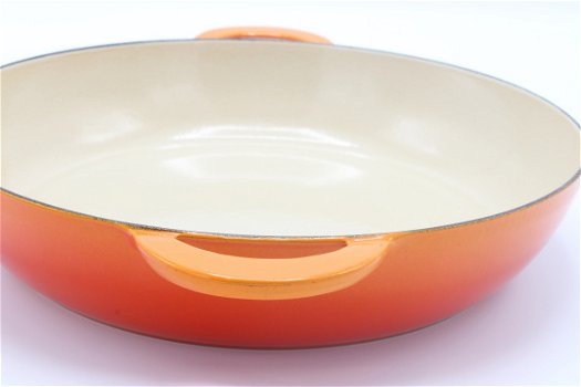 Magnifieke vintage gietijzeren pan (campagnard) van Le Creuset, oranje 30 cm - 7