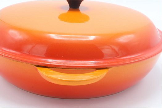 Magnifieke vintage gietijzeren pan (campagnard) van Le Creuset, oranje 30 cm - 8