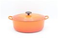 Klassieke ovale gietijzeren pan van Le Creuset, Model D, oranje 27 cm - 2 - Thumbnail