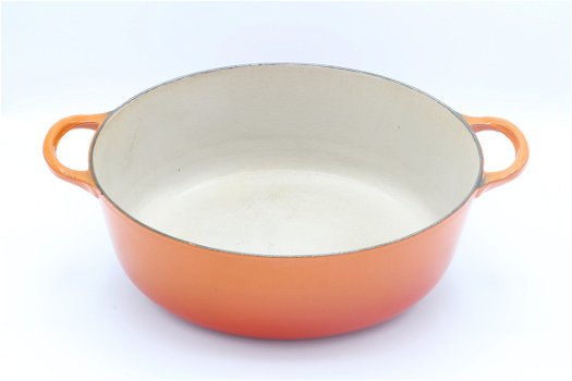 Klassieke ovale gietijzeren pan van Le Creuset, Model D, oranje 27 cm - 5