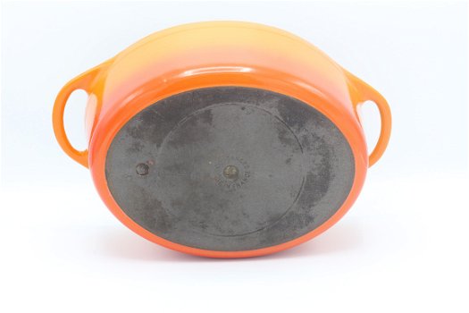 De enige, échte vintage gietijzeren Doufeu pan van Cousances, oranje 31 cm - 5