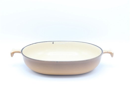 Mooie vintage gietijzeren ovenschaal van Le Creuset, beigebruin 29 cm - 2