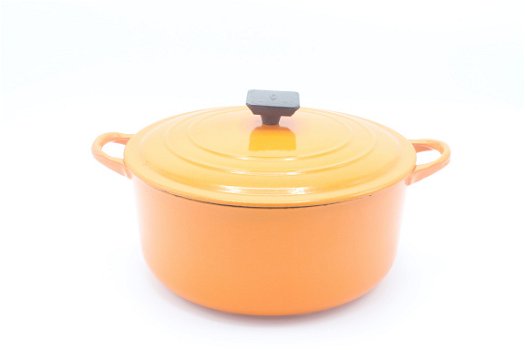 Nostalgische vintage gietijzeren pan van Le Creuset, model E, oranje 24,5 cm - 3