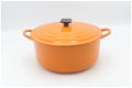 Nostalgische vintage gietijzeren pan van Le Creuset, model E, oranje 24,5 cm - 4 - Thumbnail