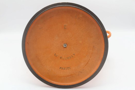 Nostalgische vintage gietijzeren pan van Le Creuset, model E, oranje 24,5 cm - 6