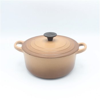 Lekker compacte vintage gietijzeren pan van Le Creuset, model B, geel 19 cm - 5