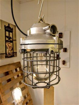 Vintage industriële lamp, kooi lamp, bunkerlamp, dimbaar LED - 1