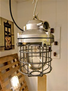 Vintage industriële lamp, kooi lamp, bunkerlamp, dimbaar LED