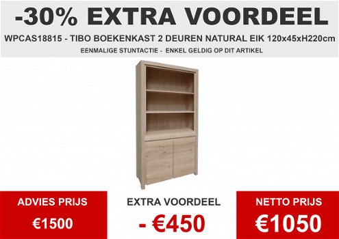 Eik boekenkast 120cm in eik naturelle patine, toonzaalmodel met €450 korting ! - 1