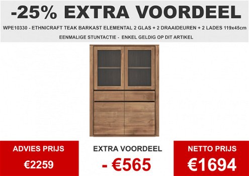 Teak Bar - Vitrinekast van het merk ETHNICRAFT met €565 toonzaalkorting ! - 1