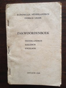 Zakwoordenboek - Nederlandsch, Maleisch, Engelsch - 1945