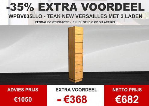 Teak Badkamermeubel 150cm met 2 waskommen en granieten blad met €875 toonzaalkorting ! - 2