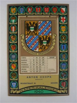Oude wapen kalender 1940 : Coops drogist Gouda // vintage calendar - 3