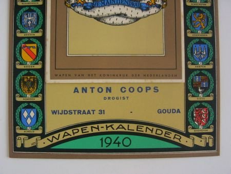 Oude wapen kalender 1940 : Coops drogist Gouda // vintage calendar - 4