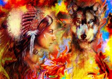 Grafika - The Indian Woman and the Wolf - 1500 Stukjes Nieuw