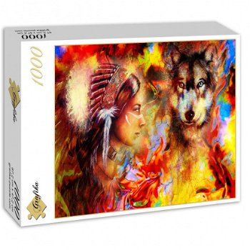Grafika - The Indian Woman and the Wolf - 1500 Stukjes Nieuw - 2