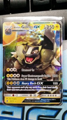 Alolan Golem GX  34/111  Ultra Rare Sun & Moon Crimson Invasion