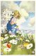 Kinderkaart Meisje in bloemenveld 1963 - 1 - Thumbnail