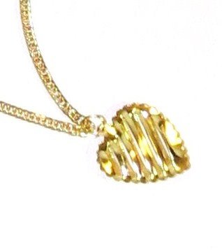 SET oorbellen en ketting met hanger alle dubbelzijdig hartje opengewerkt goud kleur - Afbeelding 3