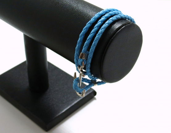 Leuke blauwe kunstleder wikkelarmband met ANKER sluiting ook al sketting te gebruiken ± 56cm lang Pr - Afbeelding 2