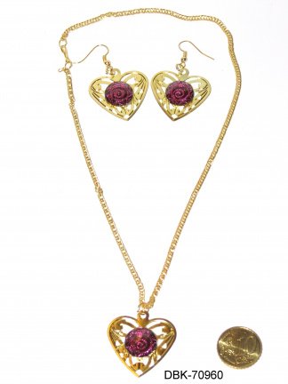Metalen goud kleurige oorhangers hamsa handje aan bol & chain kettingkjes. - Afbeelding 8