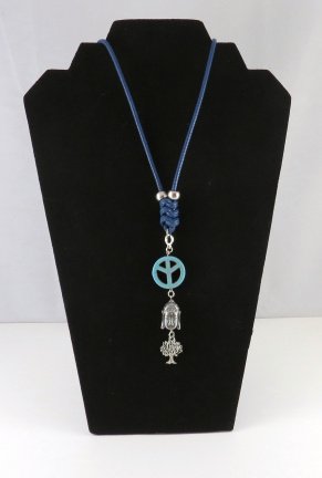 Hand gemaakt unieke Pu lederen ketting met Hangers- Boeddha ,Peace,Levensboom - nr. 1