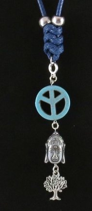 Hand gemaakt unieke Pu lederen ketting met Hangers- Boeddha ,Peace,Levensboom - Afbeelding 2