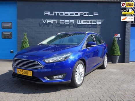 Ford Focus Wagon - 1.0 Titanium 125PK, Airco, Benzine, Cruise Control, Blauw, PDC, Lichtmetalen velg - 1