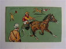 Oud reclamekaartje ; paard / jockey