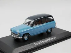 1:43 Norev Simca Aronde P60 Ranch 1961 bicolore blauw