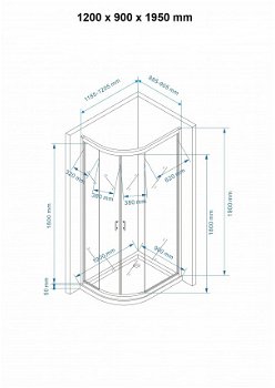 Sanifun douchecabine Alberta R 1200 x 900 LT mat glas - 8