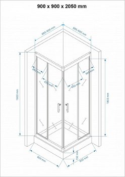 Sanifun douchecabine Roma 900 x 900 HT - 8