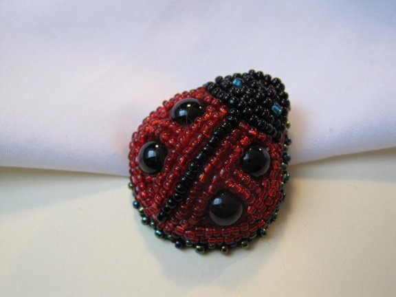 Broche lieveheersbeestje kleine glaskraaltjes 3.9x3.2 cm - Afbeelding 8