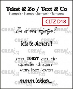 Crealies, Clearstamp Tekst & Zo - Wijn B ; CLTZD18 - 1