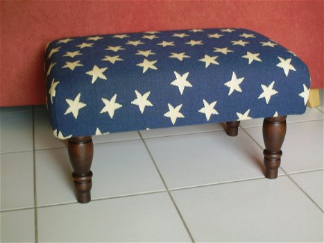 Footstool blauw/witte sterren - 550 blank gelakt - NIEUW !! - 2