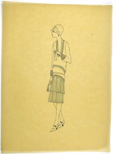 A301 Art Deco Modeontwerp Lijntekening (c. 40 x 29,5 cm)