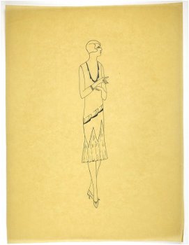 A309 Art Deco Modeontwerp Lijntekening (c. 40 x 29,5 cm) - 1