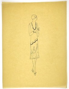 A309 Art Deco Modeontwerp Lijntekening (c. 40 x 29,5 cm)