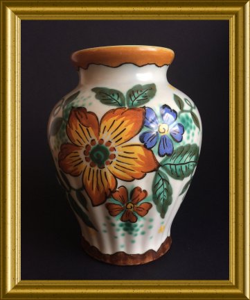 Oud platelen vaasje : PZH plateel Gouda, decor Wally - Afbeelding 7
