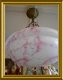 Oude glazen lamp : roze / wit gewolkt - 3 - Thumbnail