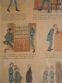 Oude striptekening in lijst : Imagerie Artistique, Le nez blue, Eugène Le Mouël 1886 - 3
