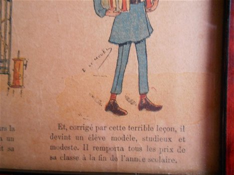 Oude striptekening in lijst : Imagerie Artistique, Le nez blue, Eugène Le Mouël 1886 - 7