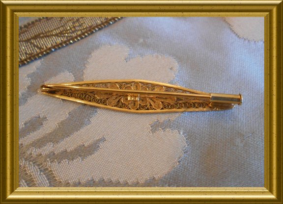 Mooie 18 karaat gouden broche, filigrain - Afbeelding 3