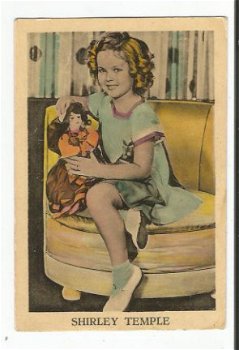 Oud klein kaartje : Shirley Temple met pop // vintage small card Shirley Temple with doll - 1