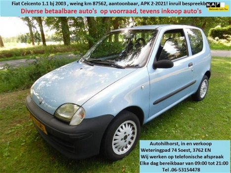 Fiat Seicento - 1.1 S , Weinig km/nap/apk 2021/ Nederlandse auto, diverse betaalbare auto's - 1