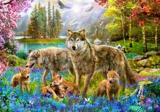 Bluebird Puzzle - Spring Wolf Family - 1500 Stukjes