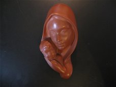 Gmundner Keramik, terracotta Madonna met kind, gemerkt 2438