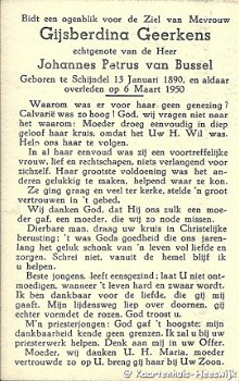 Bidprentje Gijsberdina Geerkens Schijnel 1890-Schijndel 1950 - 2